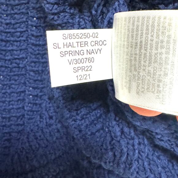 Banana Republic‎ Royal Blue Crochet Open Knit Halter Mini Dress Small Sleeveless - Picture 8 of 10